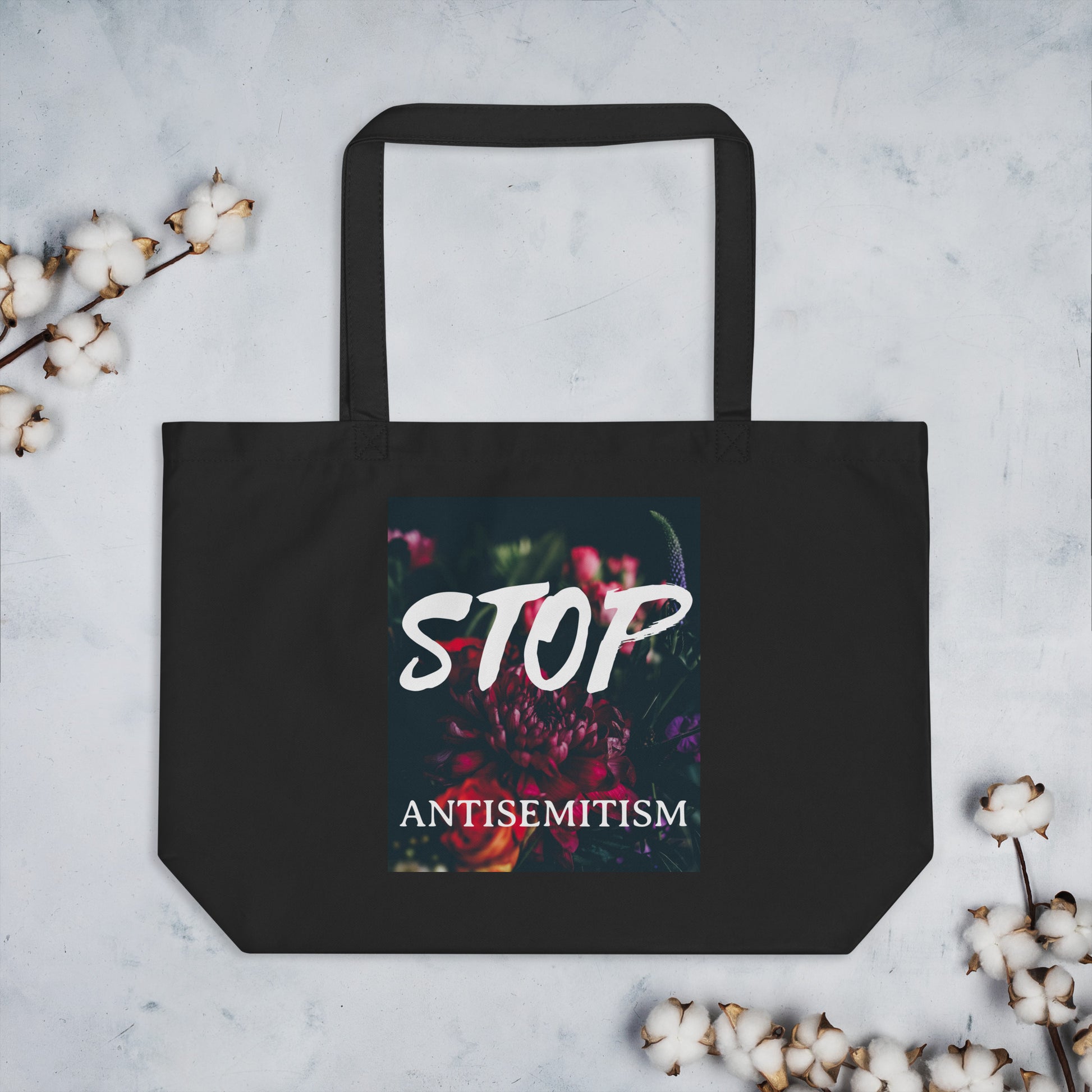 Flower Power | Antisemitism | Large Organic Tote Bag