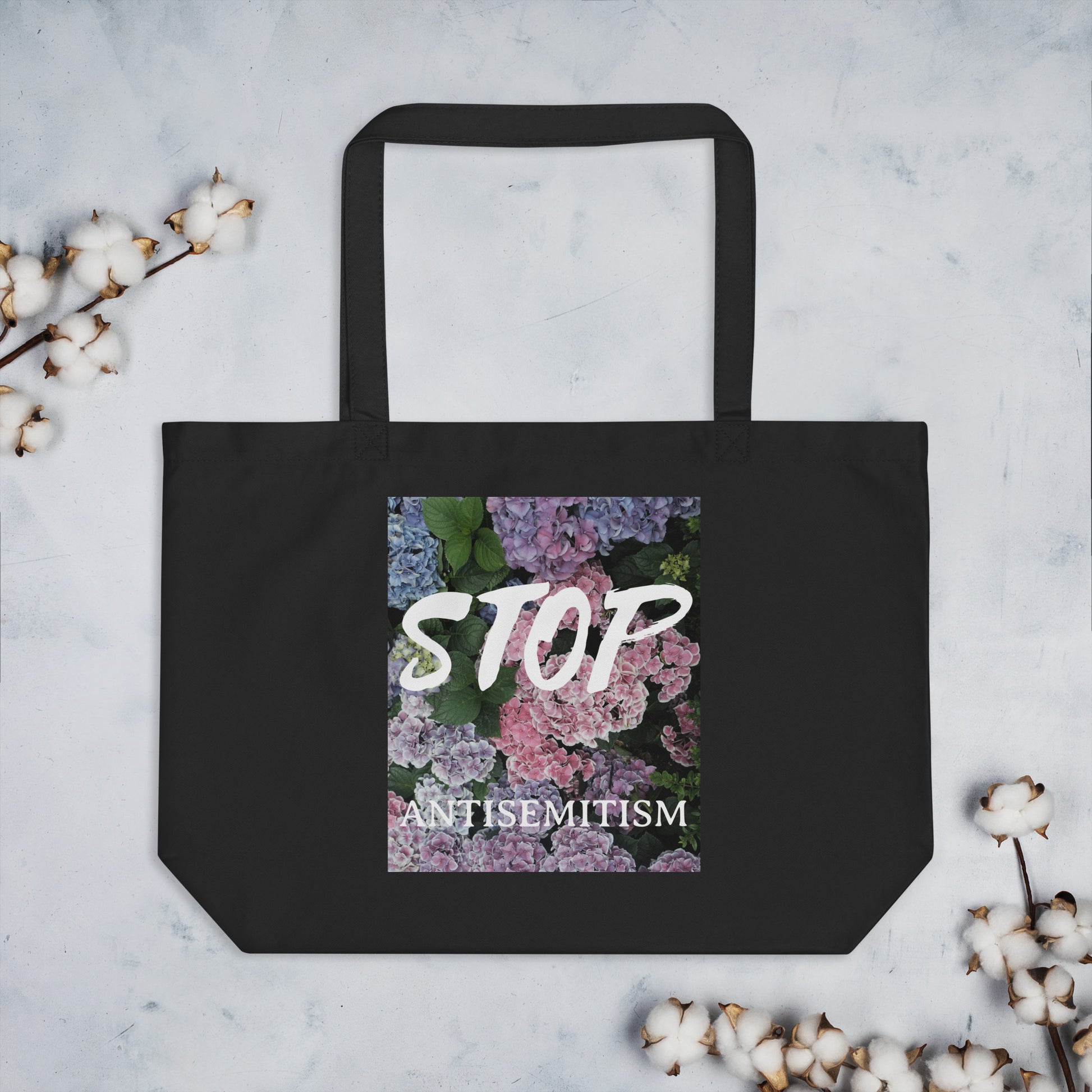 Flower Power | Antisemitism | Large Organic Tote Bag Jouparty