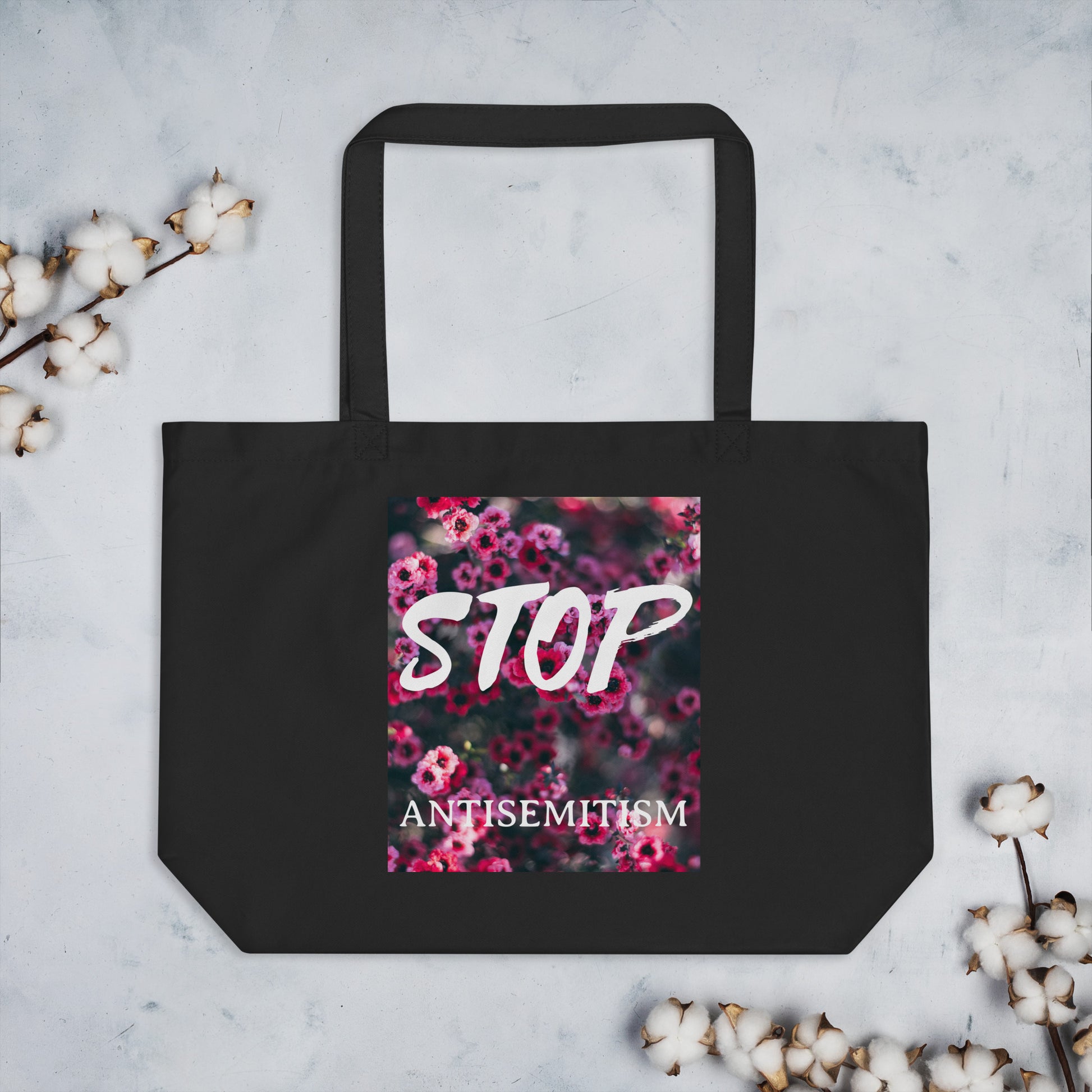 Flower Power | Antisemitism | Large Organic Tote Bag Jouparty