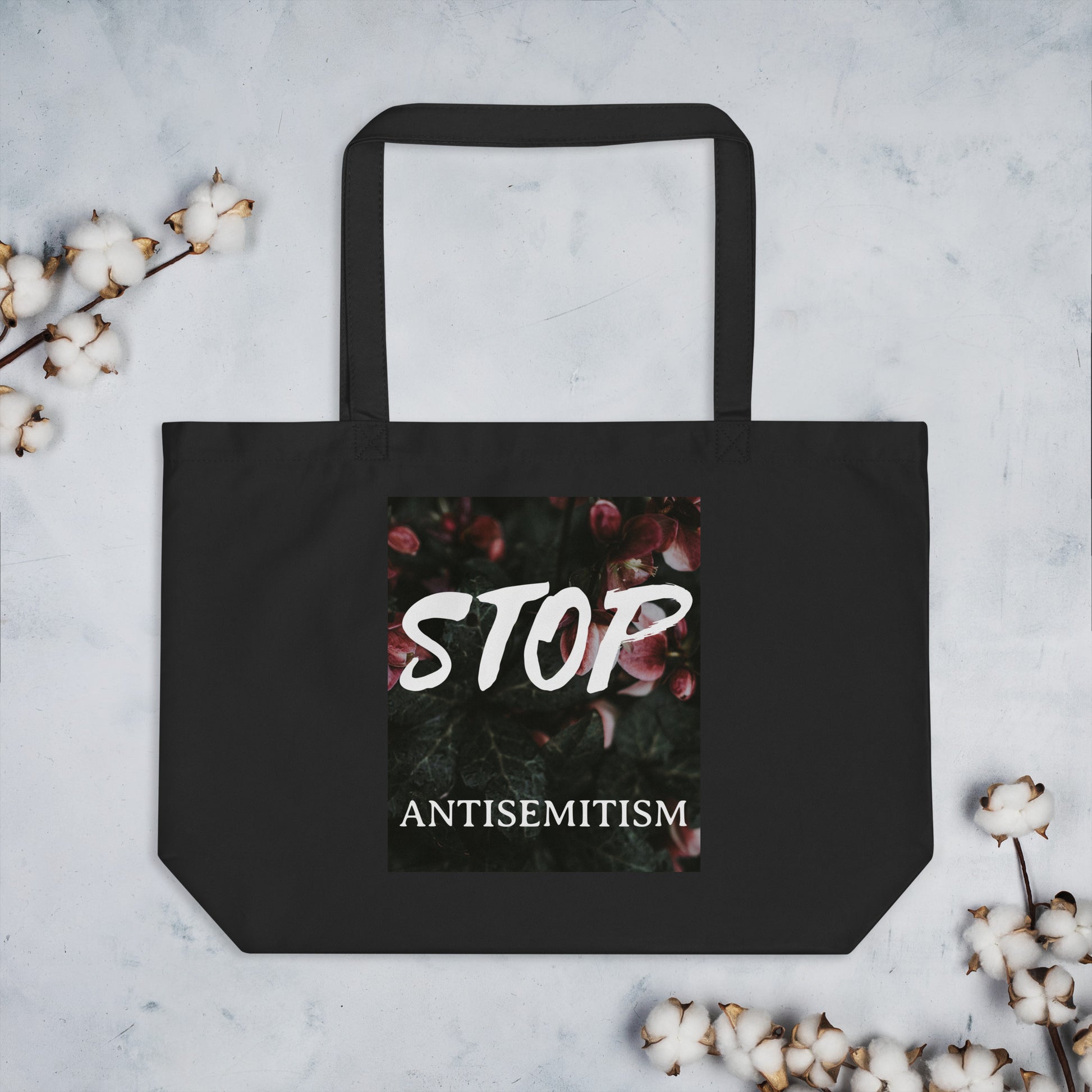 Flower Power | Antisemitism | Large Organic Tote Bag Jouparty
