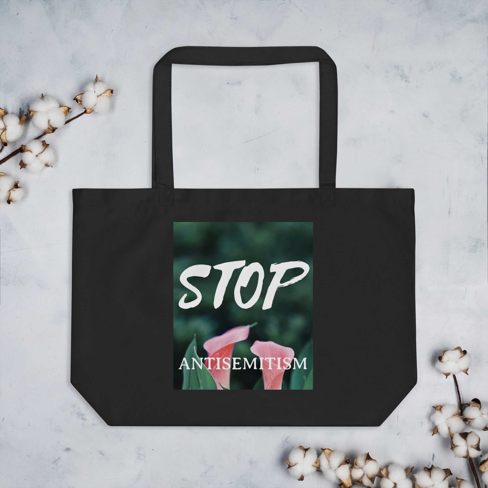 Flower Power | Antisemitism | Large Organic Tote Bag