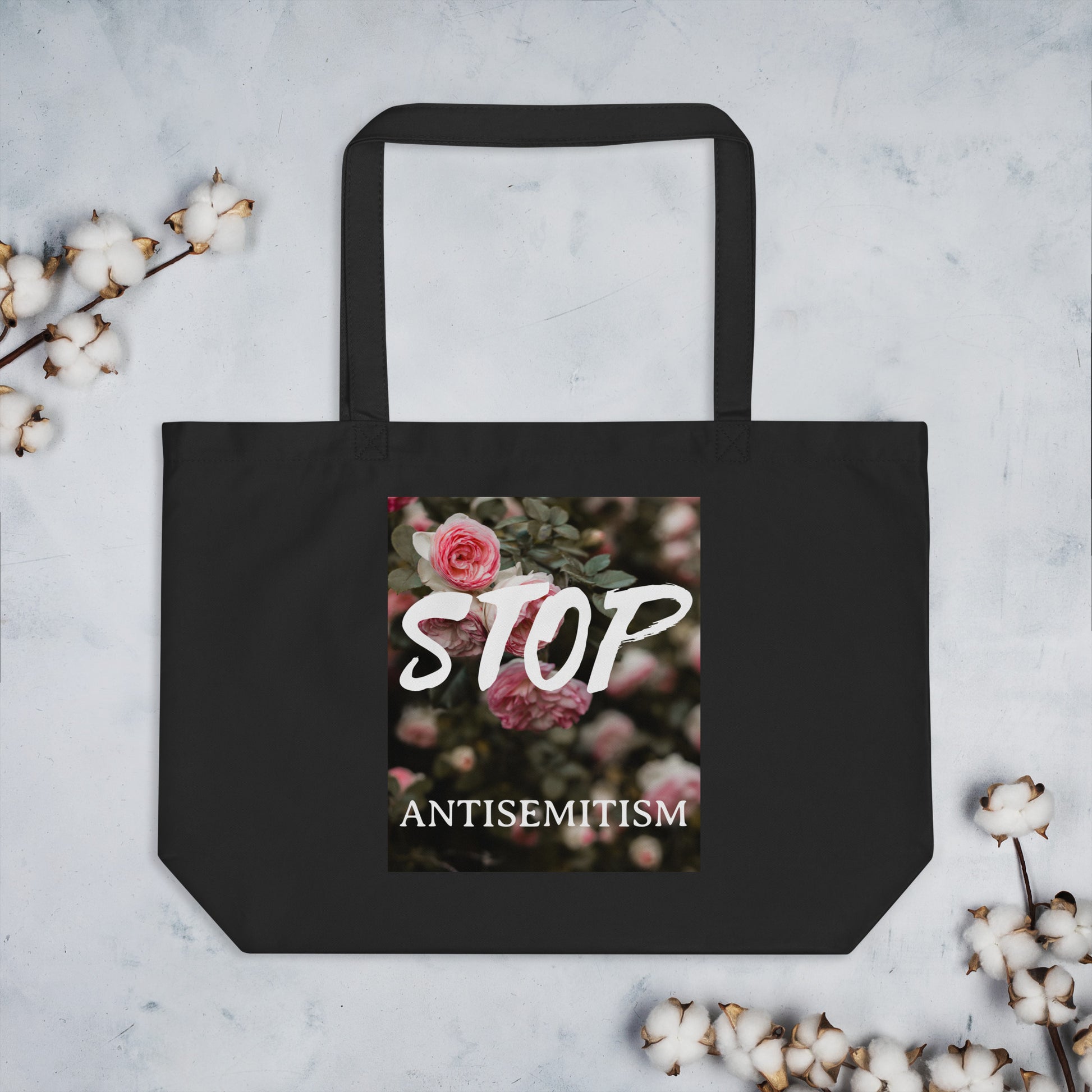 Flower Power | Antisemitism | Large Organic Tote Bag Jouparty