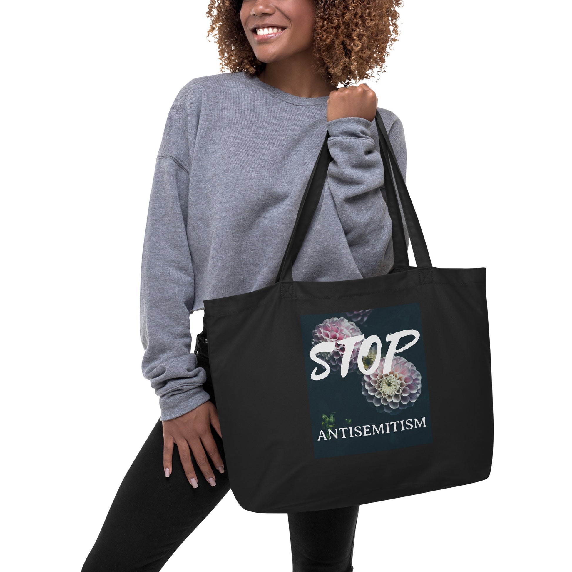 Flower Power | Antisemitism | Large Organic Tote Bag Jouparty