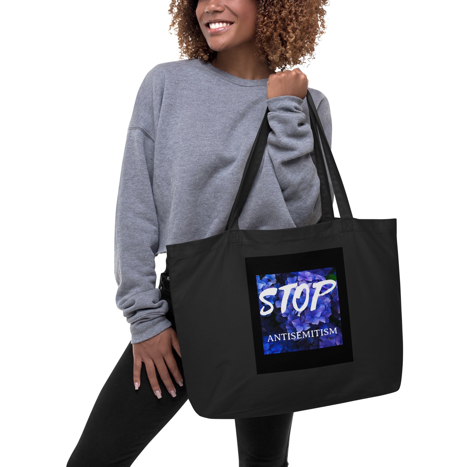 Flower Power | Antisemitism | Large Organic Tote Bag Jouparty