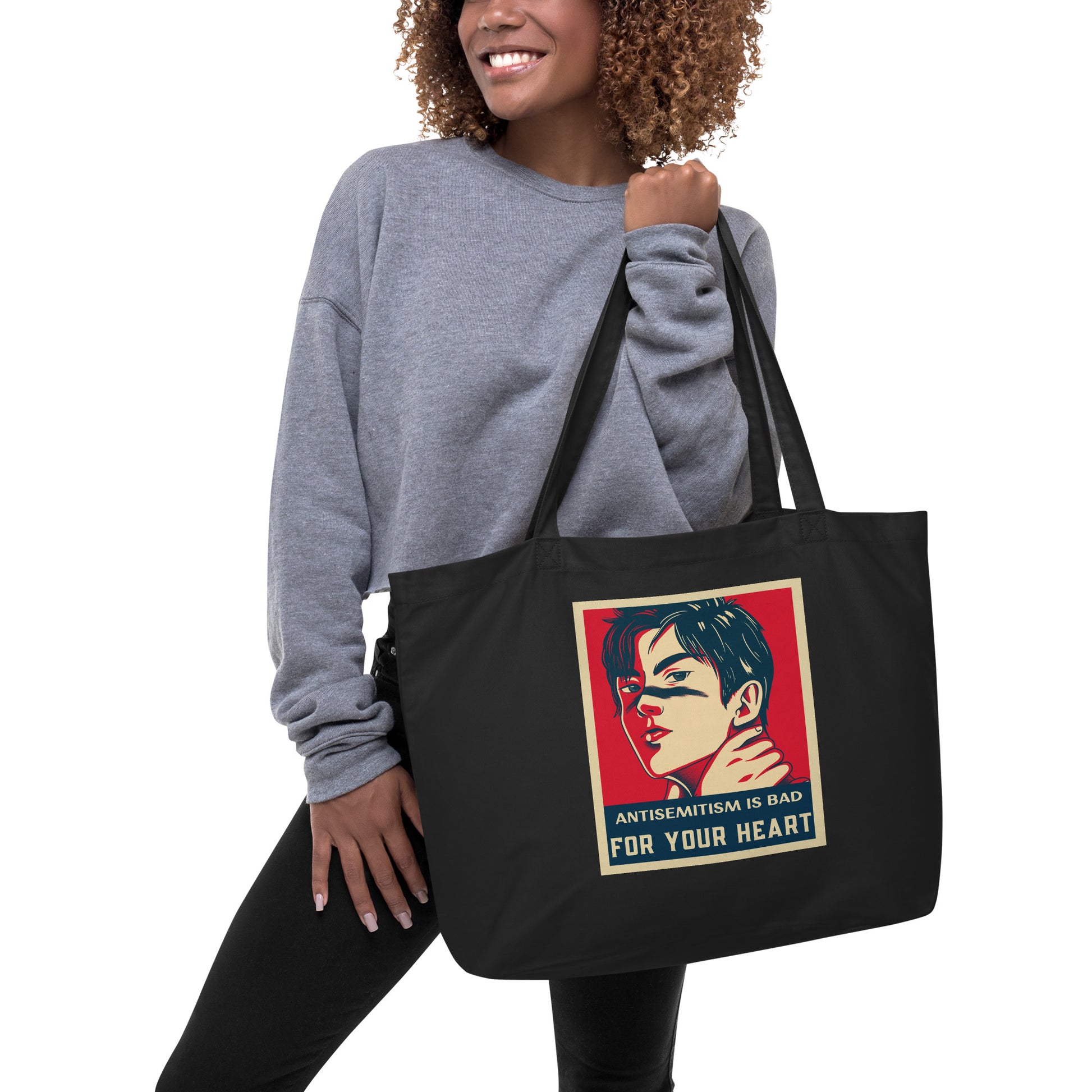 Anime Hero | Antisemitism | Large Organic Tote Bag Jouparty