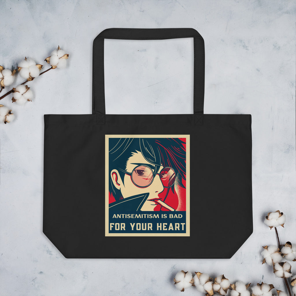 Anime Hero | Antisemitism | Large Organic Tote Bag Jouparty