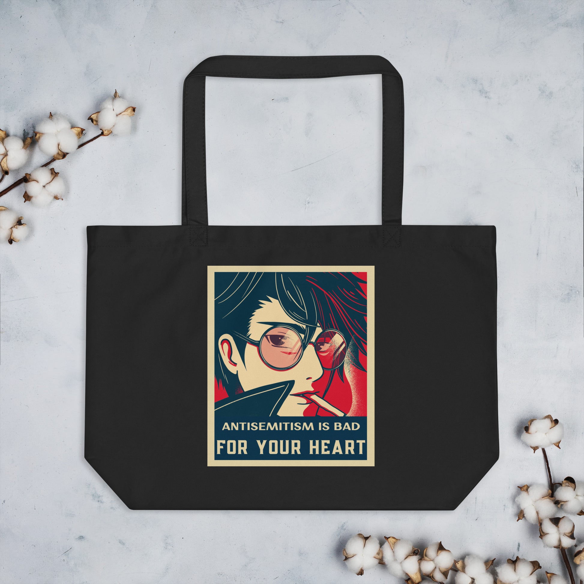 Anime Hero | Antisemitism | Large Organic Tote Bag Jouparty