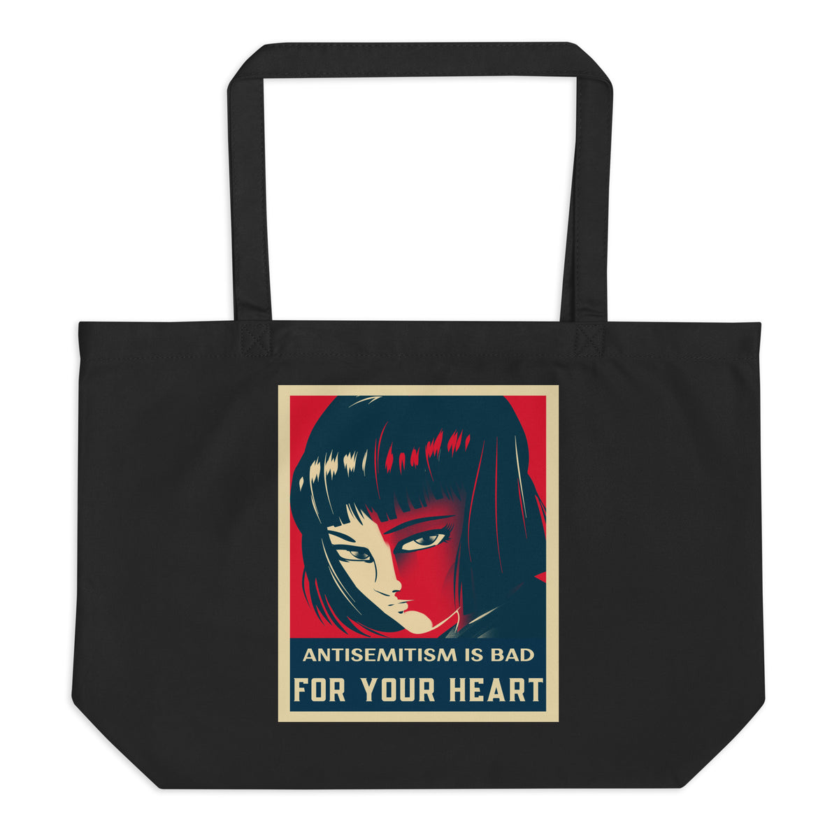 Anime Hero | Antisemitism | Large Organic Tote Bag Jouparty