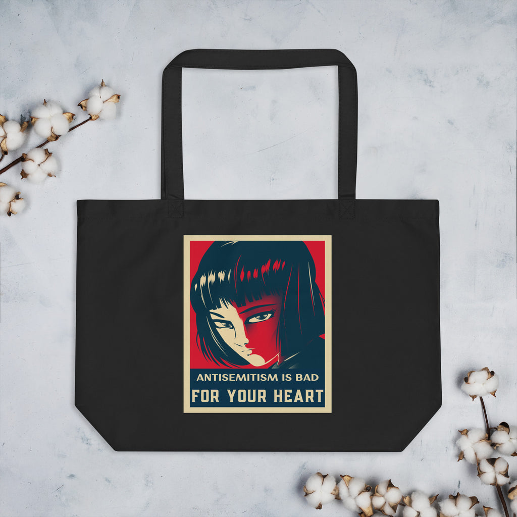 Anime Hero | Antisemitism | Large Organic Tote Bag Jouparty