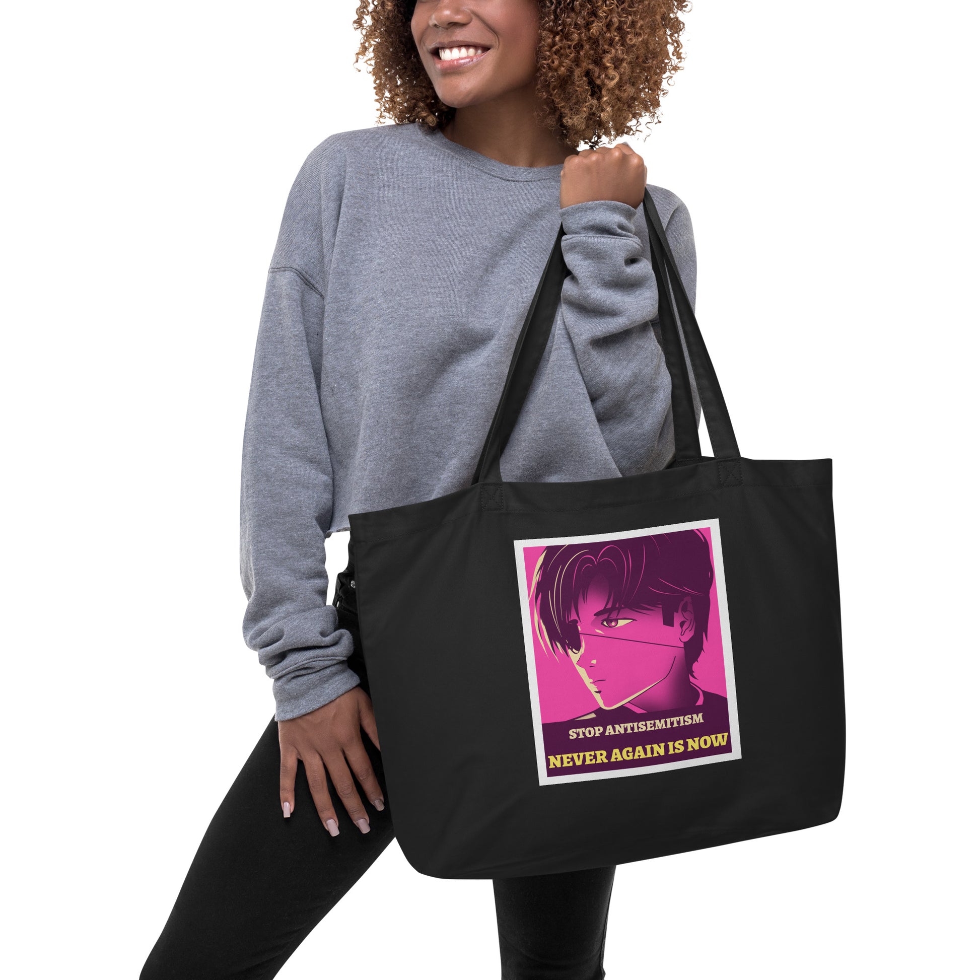 Anime Hero | Antisemitism | Large Organic Tote Bag Jouparty
