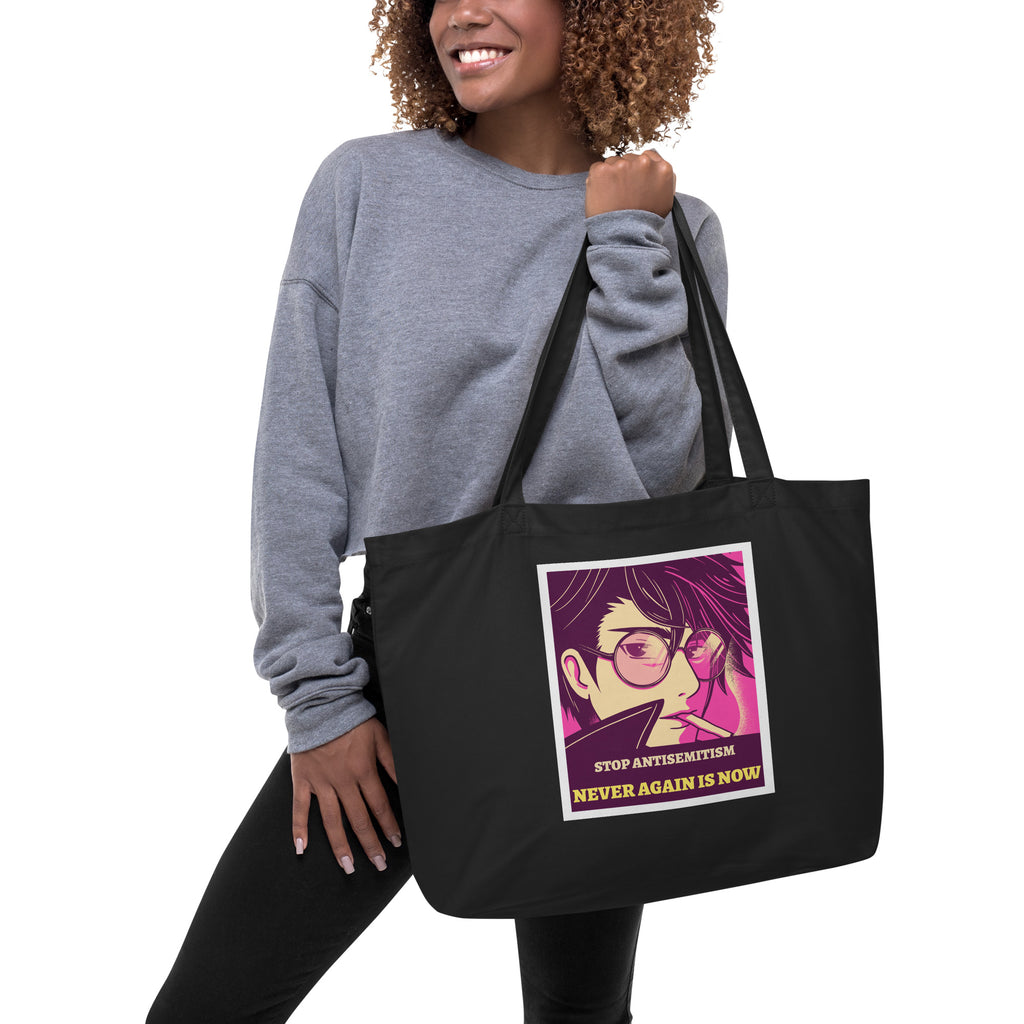 Anime Hero | Antisemitism | Large Organic Tote Bag Jouparty