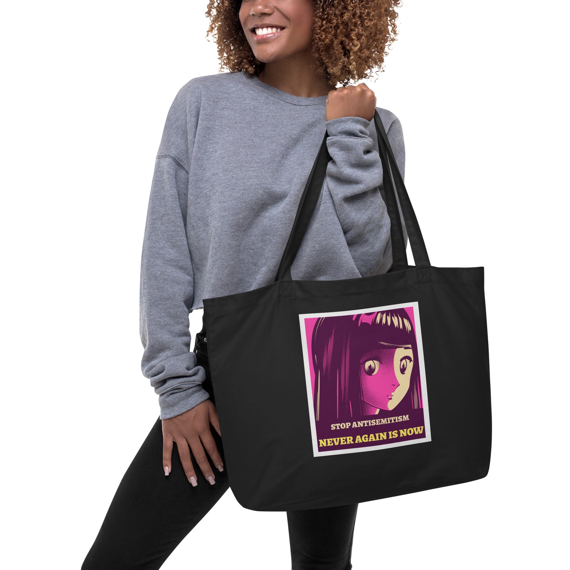 Anime Hero | Antisemitism | Large Organic Tote Bag Jouparty