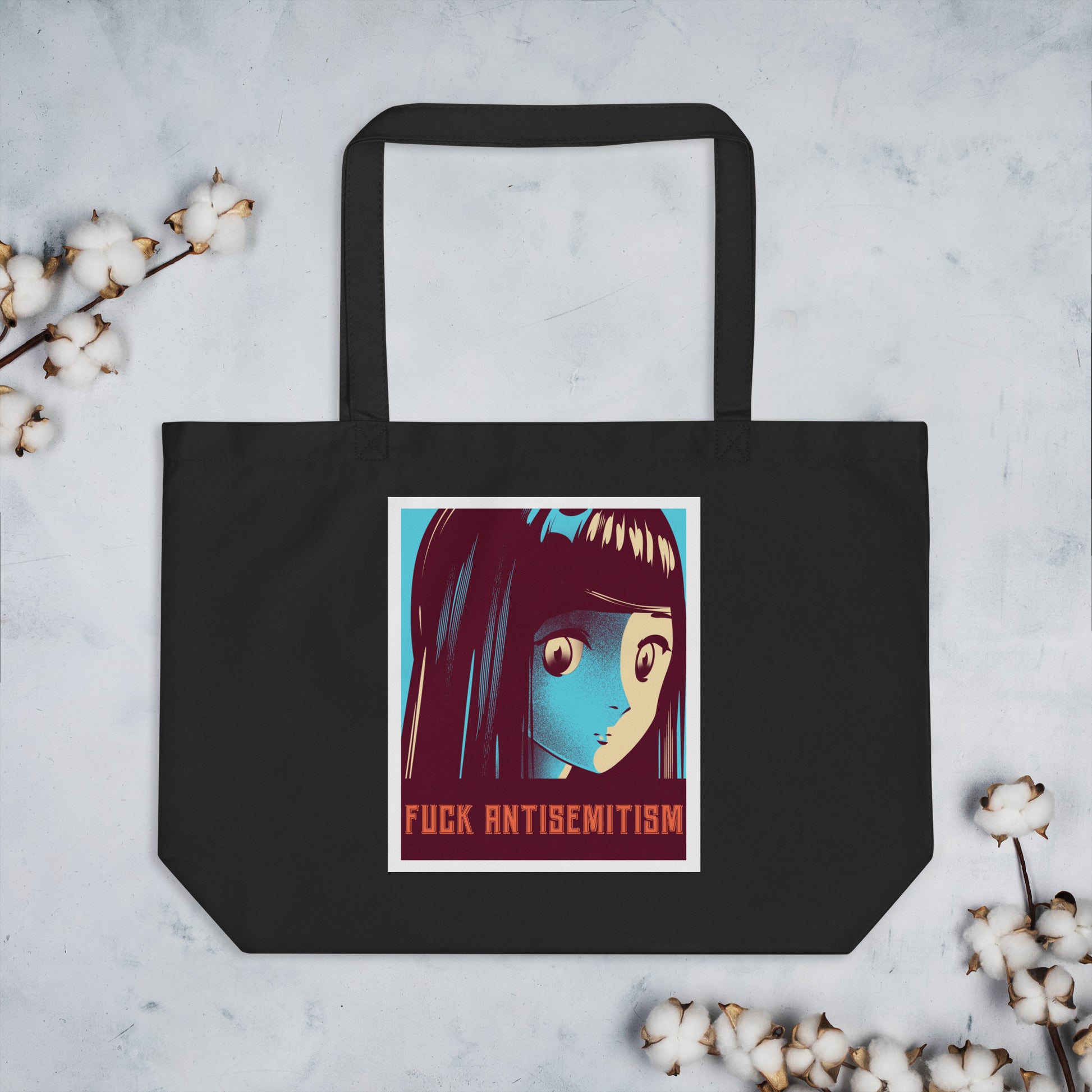 Anime Hero | Antisemitism | Large Organic Tote Bag Jouparty