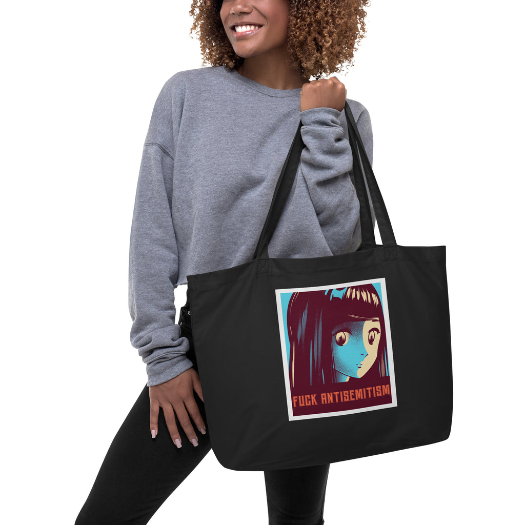 Anime Hero | Antisemitism | Large Organic Tote Bag Jouparty