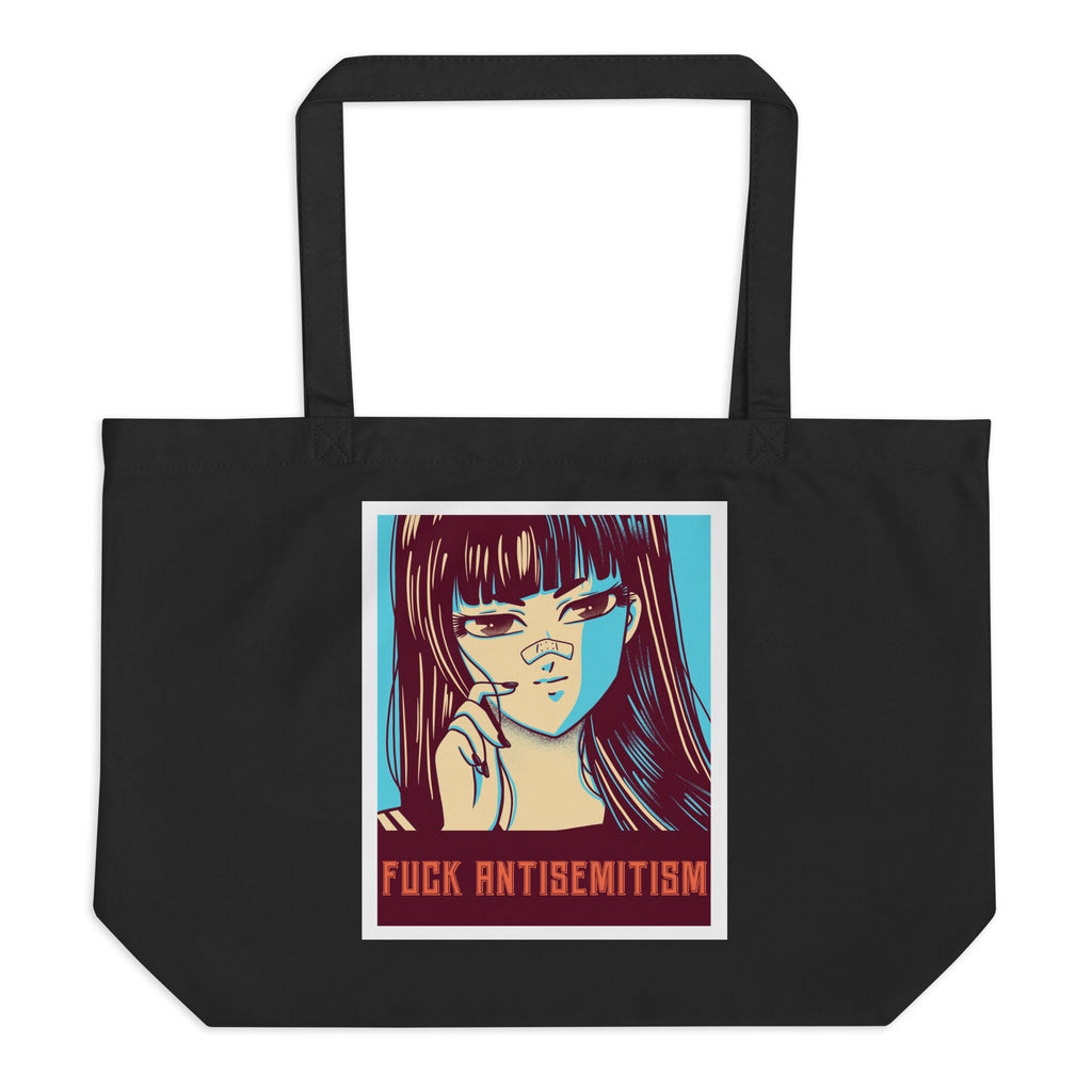 Anime Hero | Antisemitism | Large Organic Tote Bag Jouparty