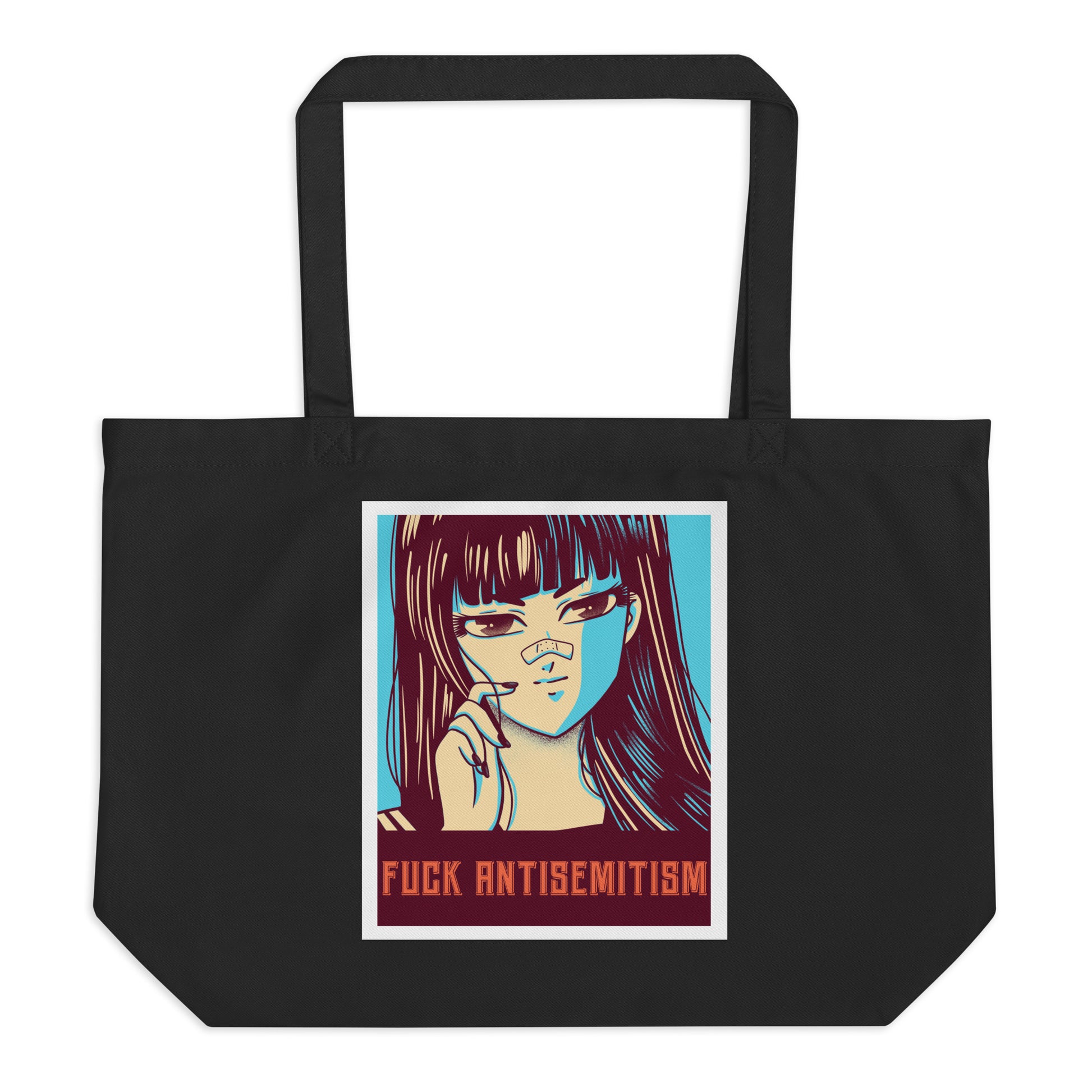 Anime Hero | Antisemitism | Large Organic Tote Bag Jouparty