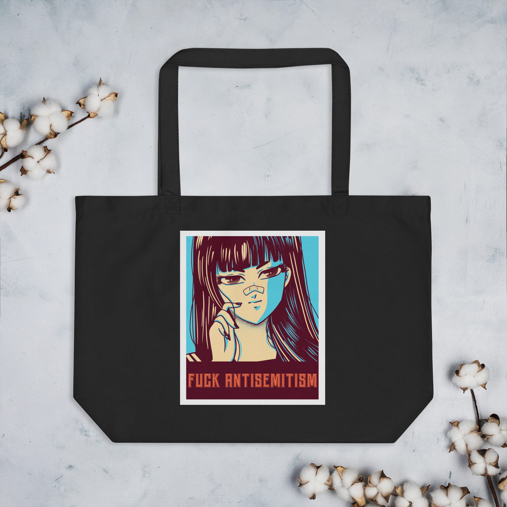 Anime Hero | Antisemitism | Large Organic Tote Bag Jouparty
