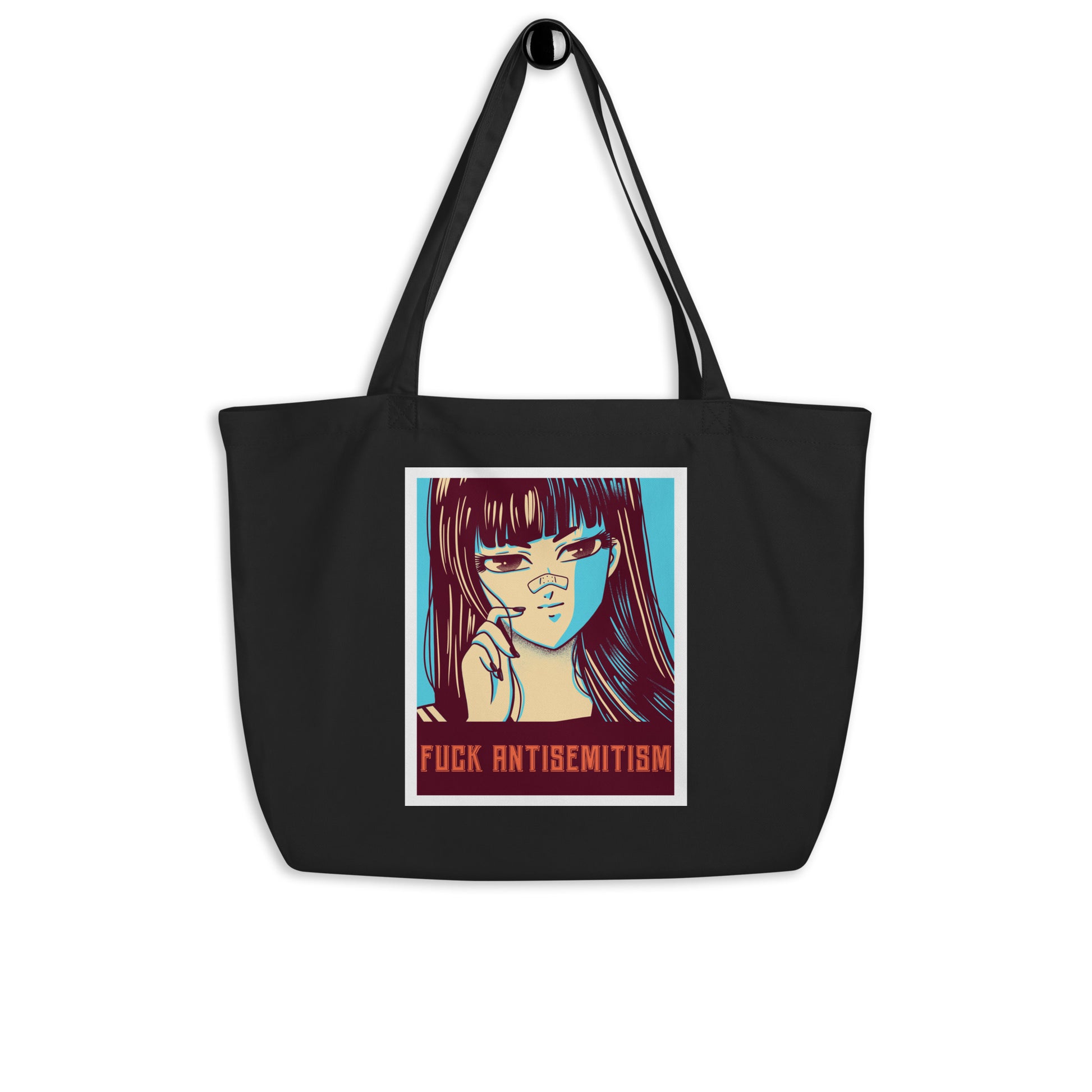 Anime Hero | Antisemitism | Large Organic Tote Bag Jouparty