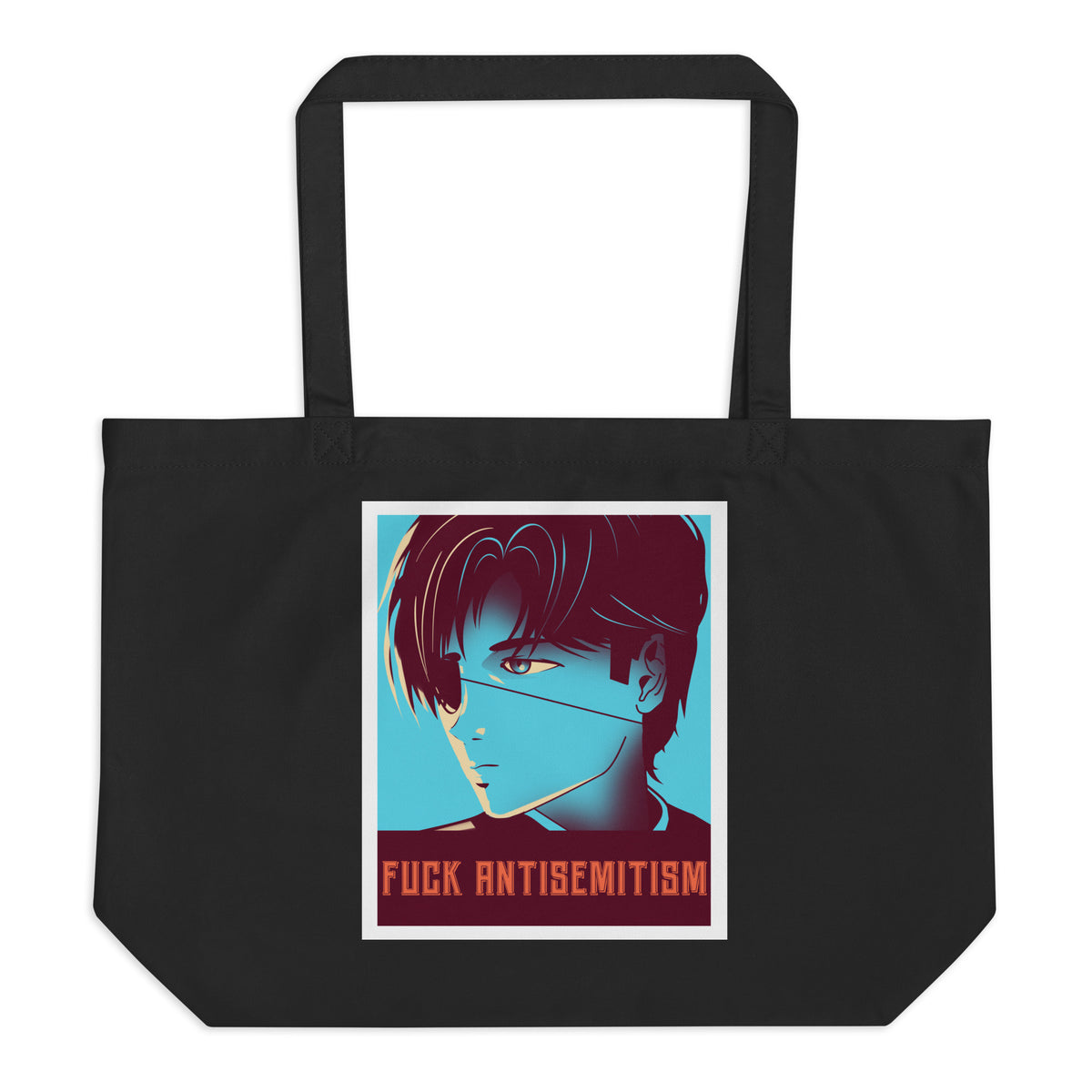 Anime Hero | Antisemitism | Large Organic Tote Bag Jouparty