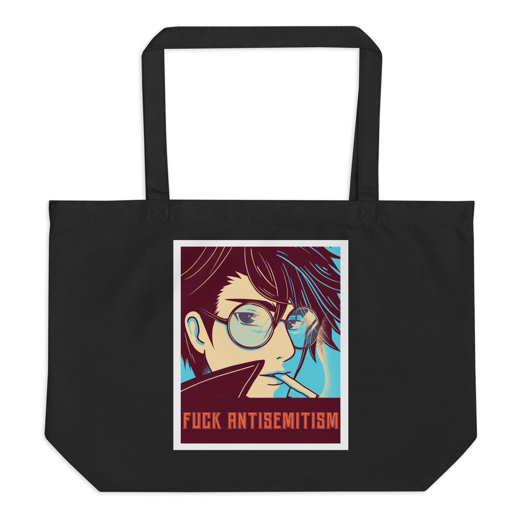 Anime Hero | Antisemitism | Large Organic Tote Bag Jouparty