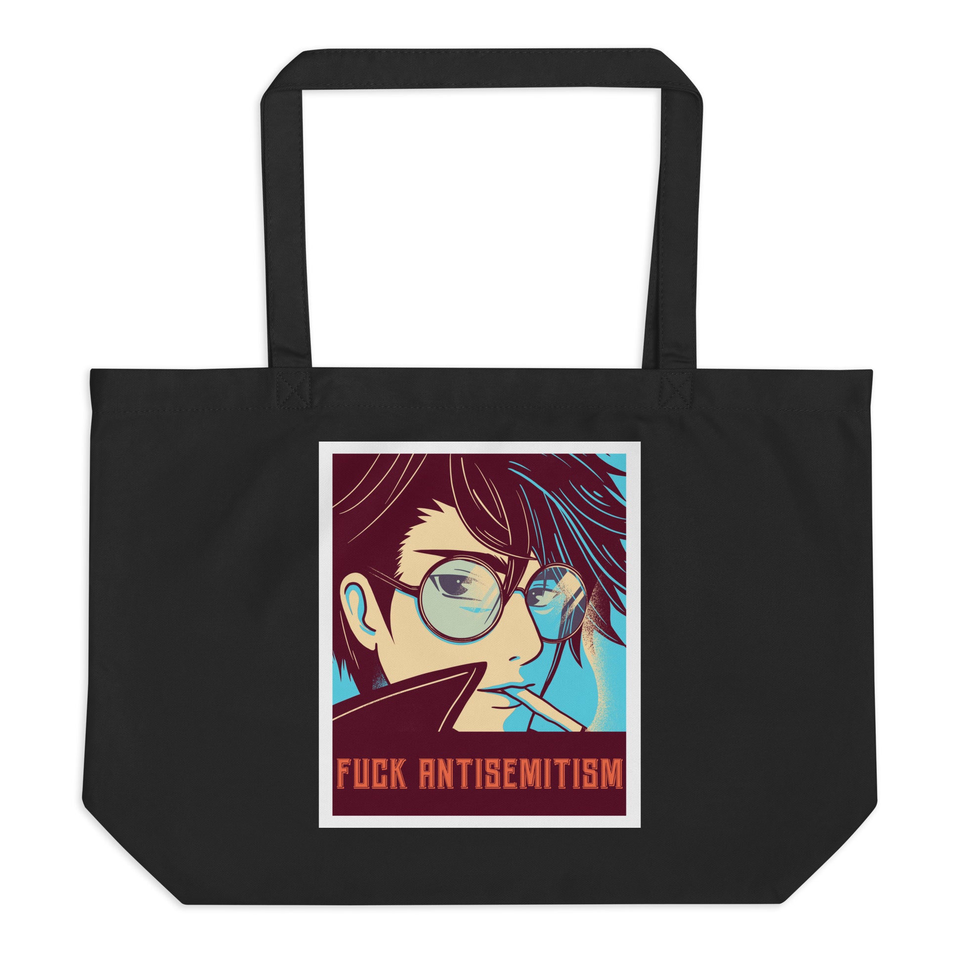 Anime Hero | Antisemitism | Large Organic Tote Bag Jouparty