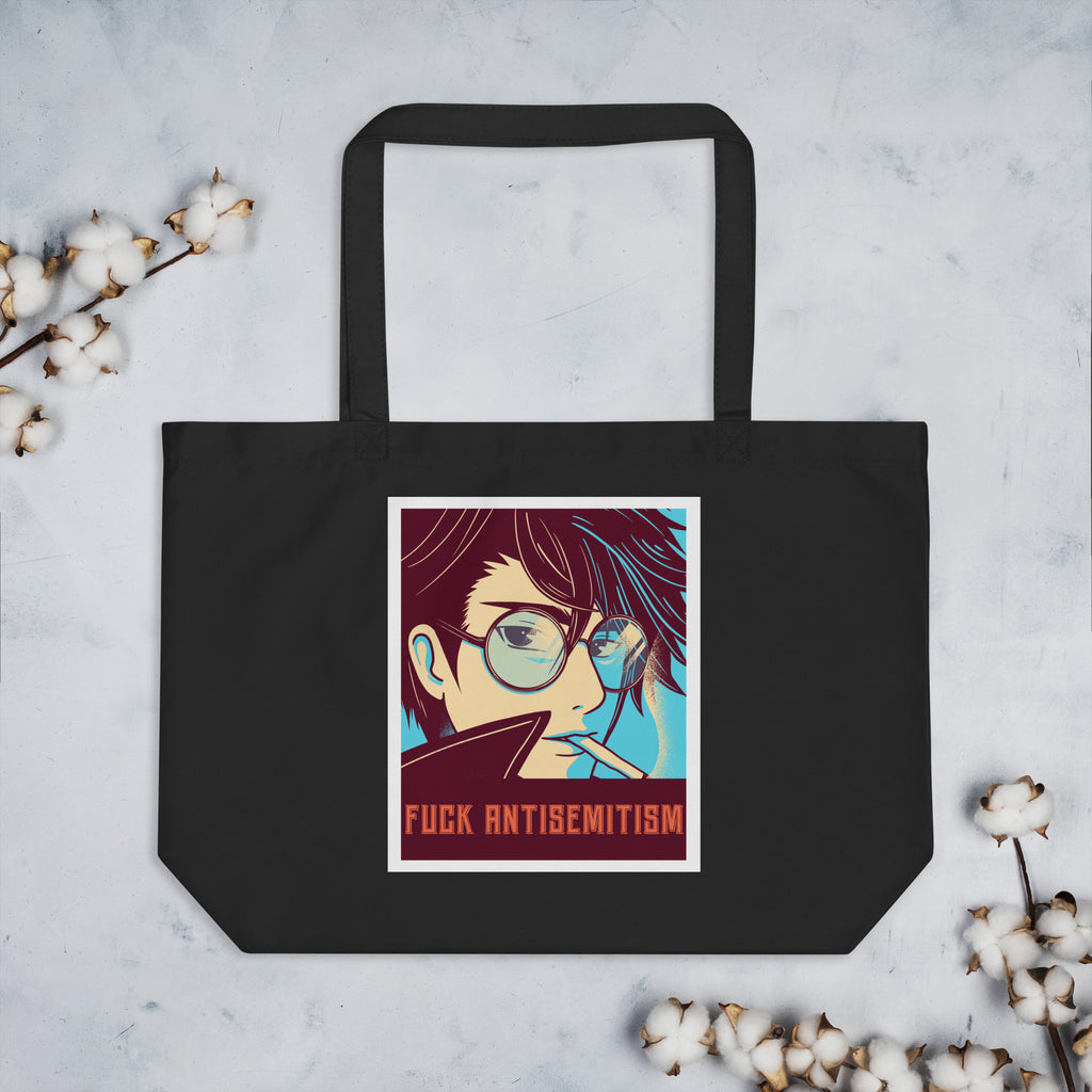 Anime Hero | Antisemitism | Large Organic Tote Bag Jouparty
