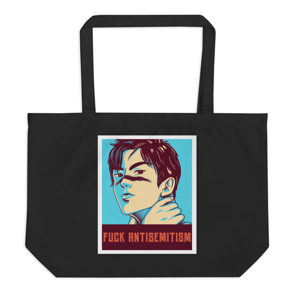 Anime Hero | Antisemitism | Large Organic Tote Bag Jouparty