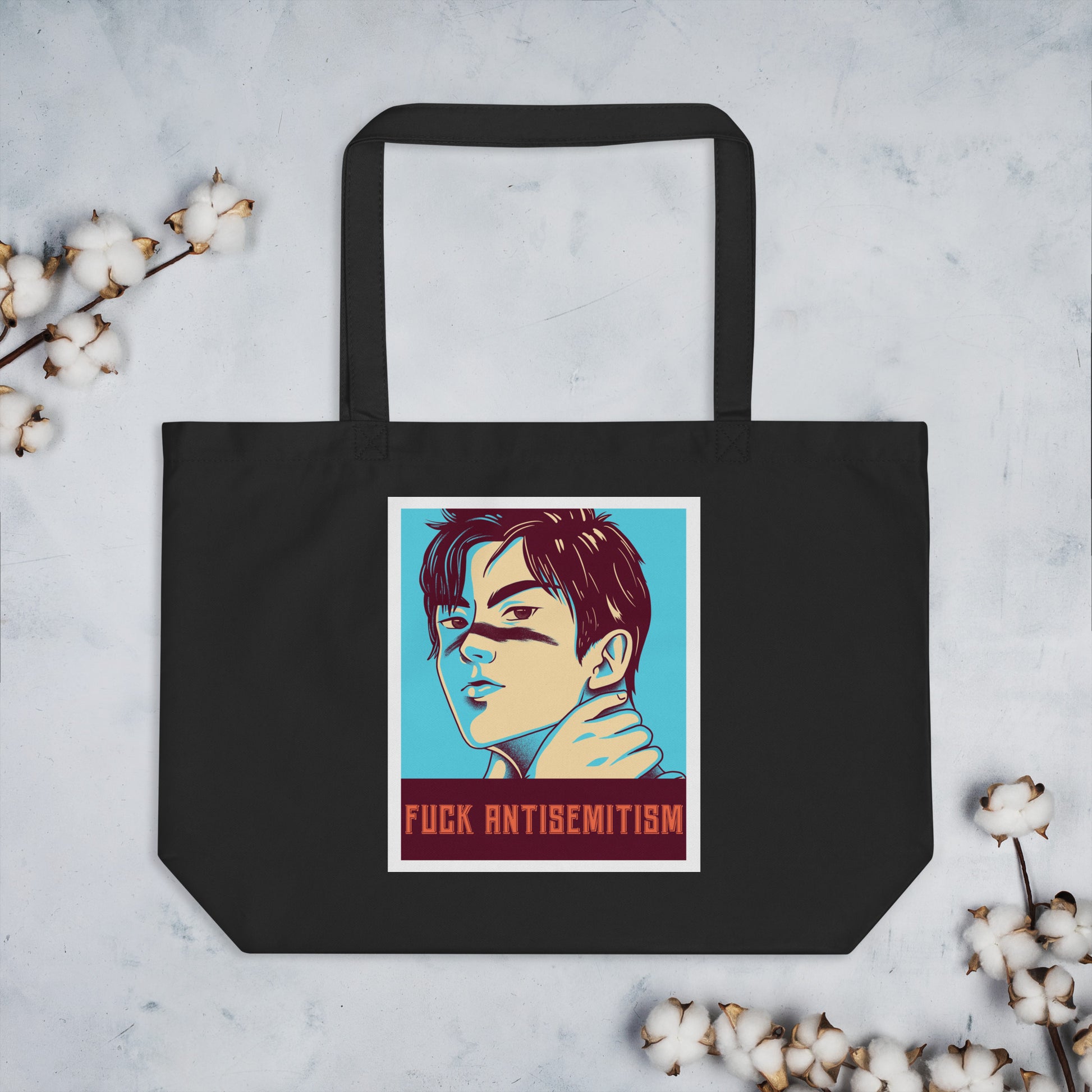 Anime Hero | Antisemitism | Large Organic Tote Bag Jouparty