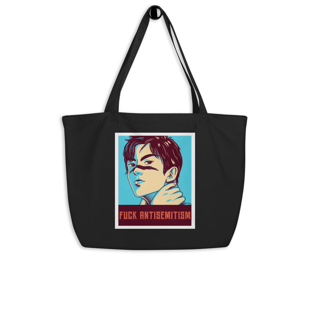 Anime Hero | Antisemitism | Large Organic Tote Bag Jouparty