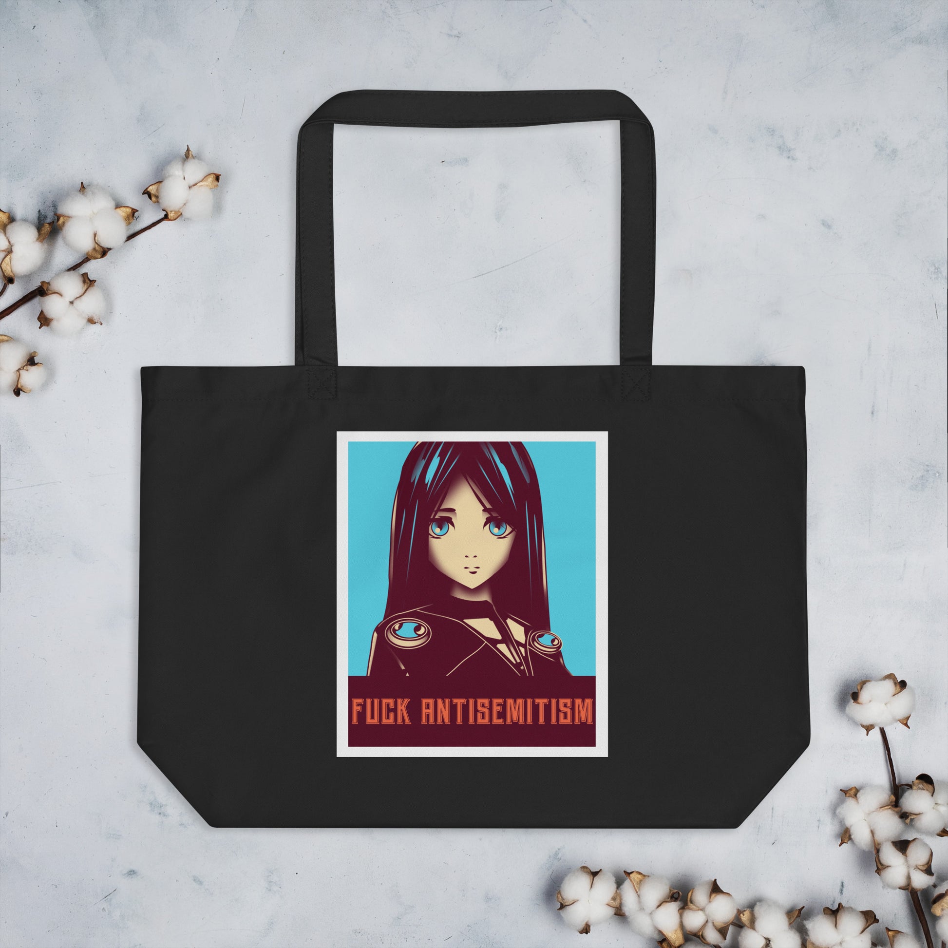 Anime Hero | Antisemitism | Large Organic Tote Bag Jouparty