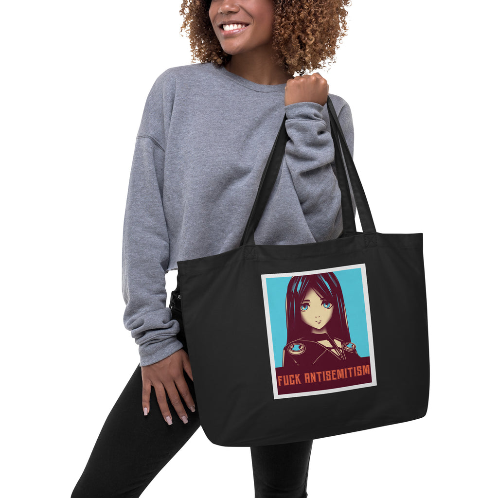 Anime Hero | Antisemitism | Large Organic Tote Bag Jouparty