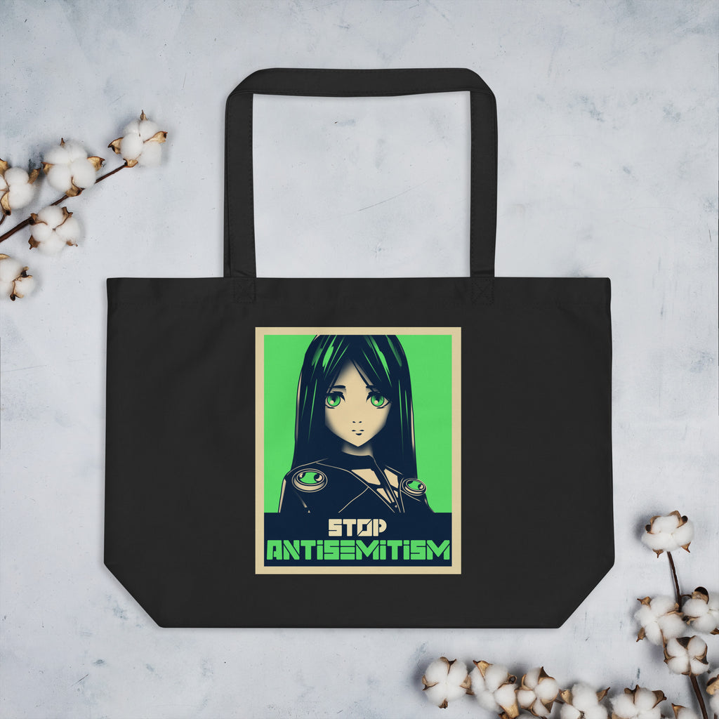 Anime Hero | Antisemitism | Large Organic Tote Bag Jouparty