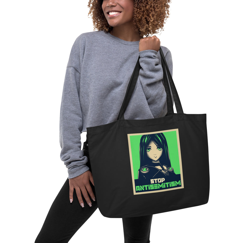 Anime Hero | Antisemitism | Large Organic Tote Bag Jouparty