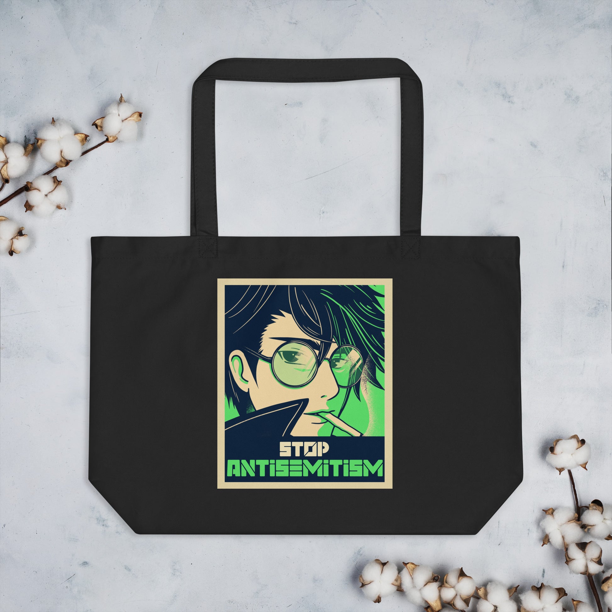 Anime Hero | Antisemitism | Large Organic Tote Bag