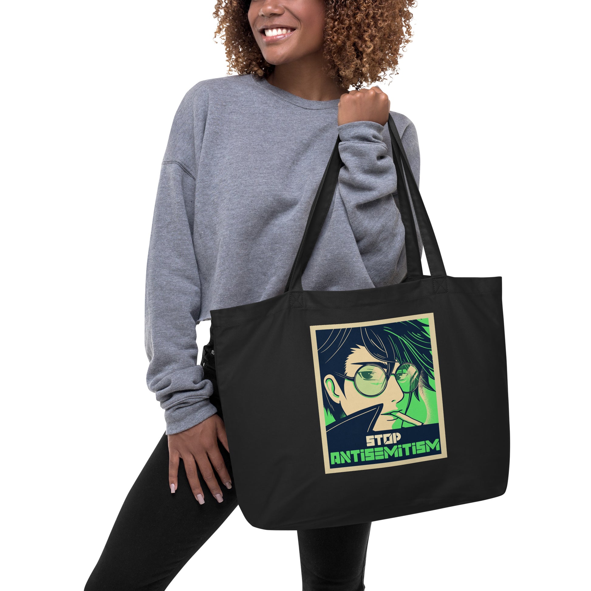 Anime Hero | Antisemitism | Large Organic Tote Bag