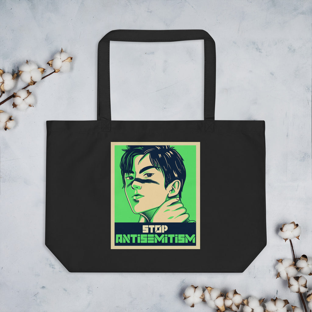 Anime Hero | Antisemitism | Large Organic Tote Bag Jouparty