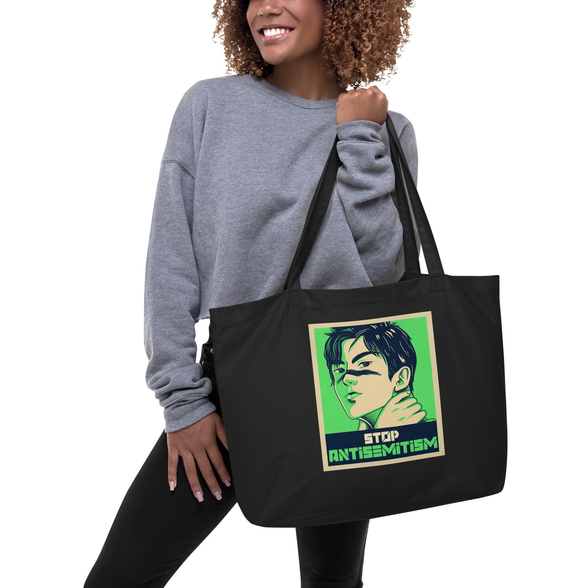 Anime Hero | Antisemitism | Large Organic Tote Bag Jouparty