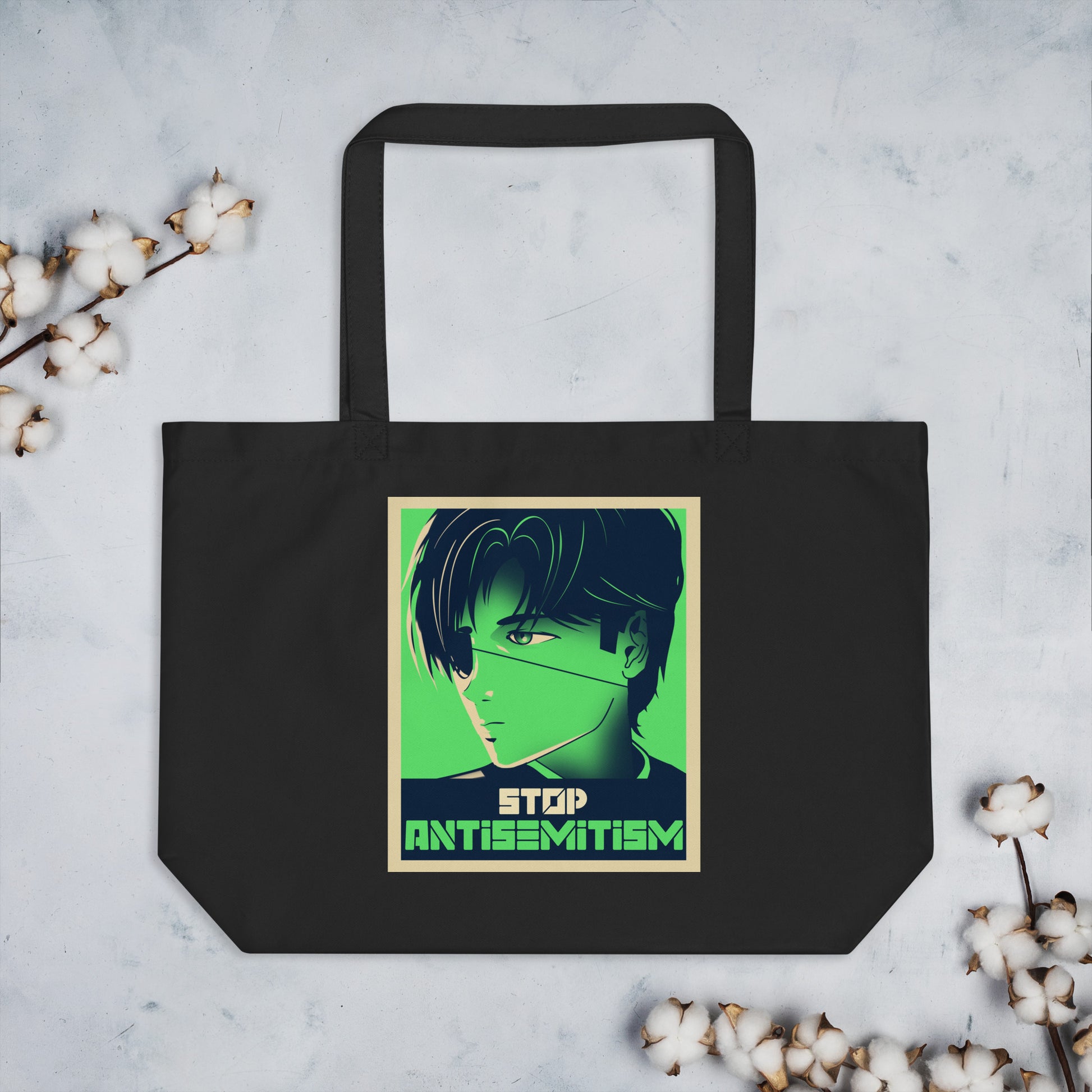 Anime Hero | Antisemitism | Large Organic Tote Bag