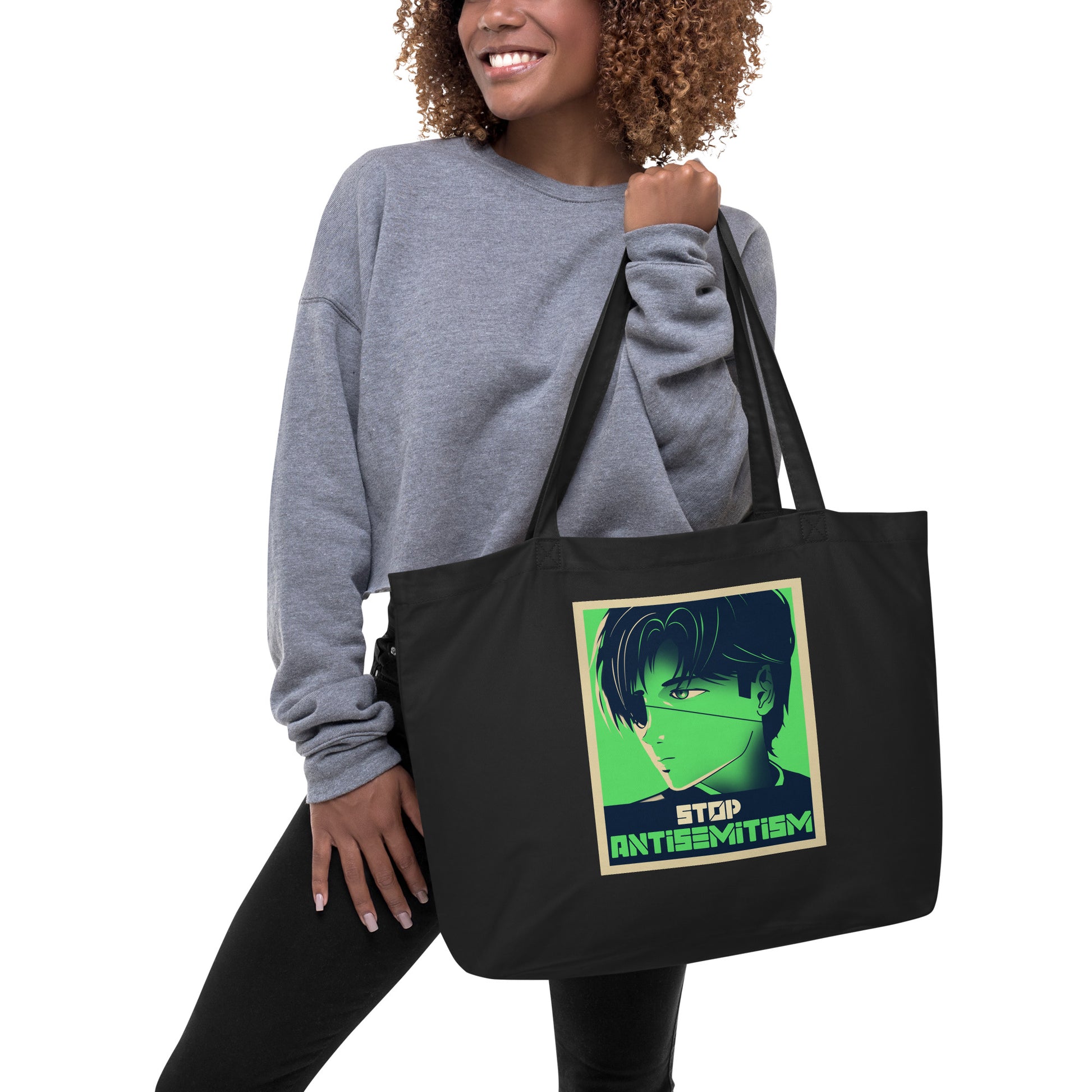 Anime Hero | Antisemitism | Large Organic Tote Bag