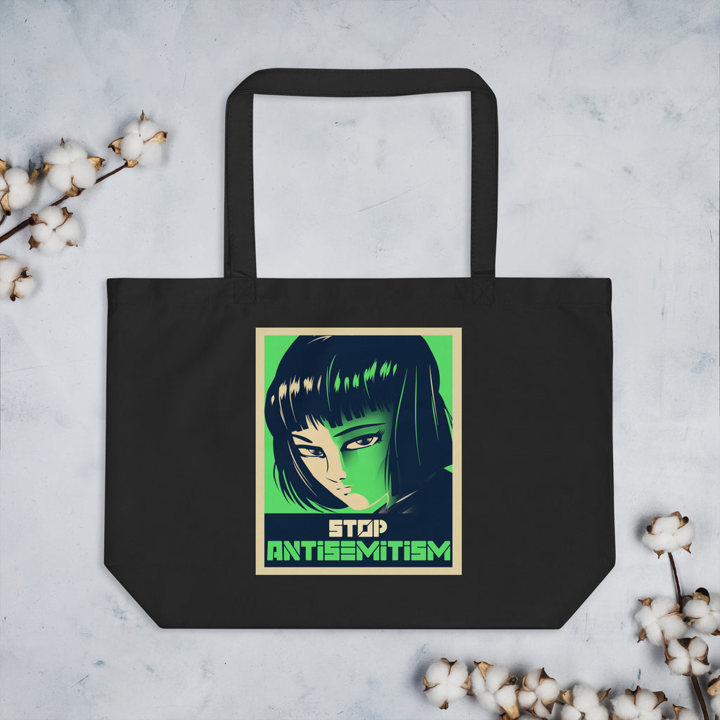 Anime Hero | Antisemitism | Large Organic Tote Bag