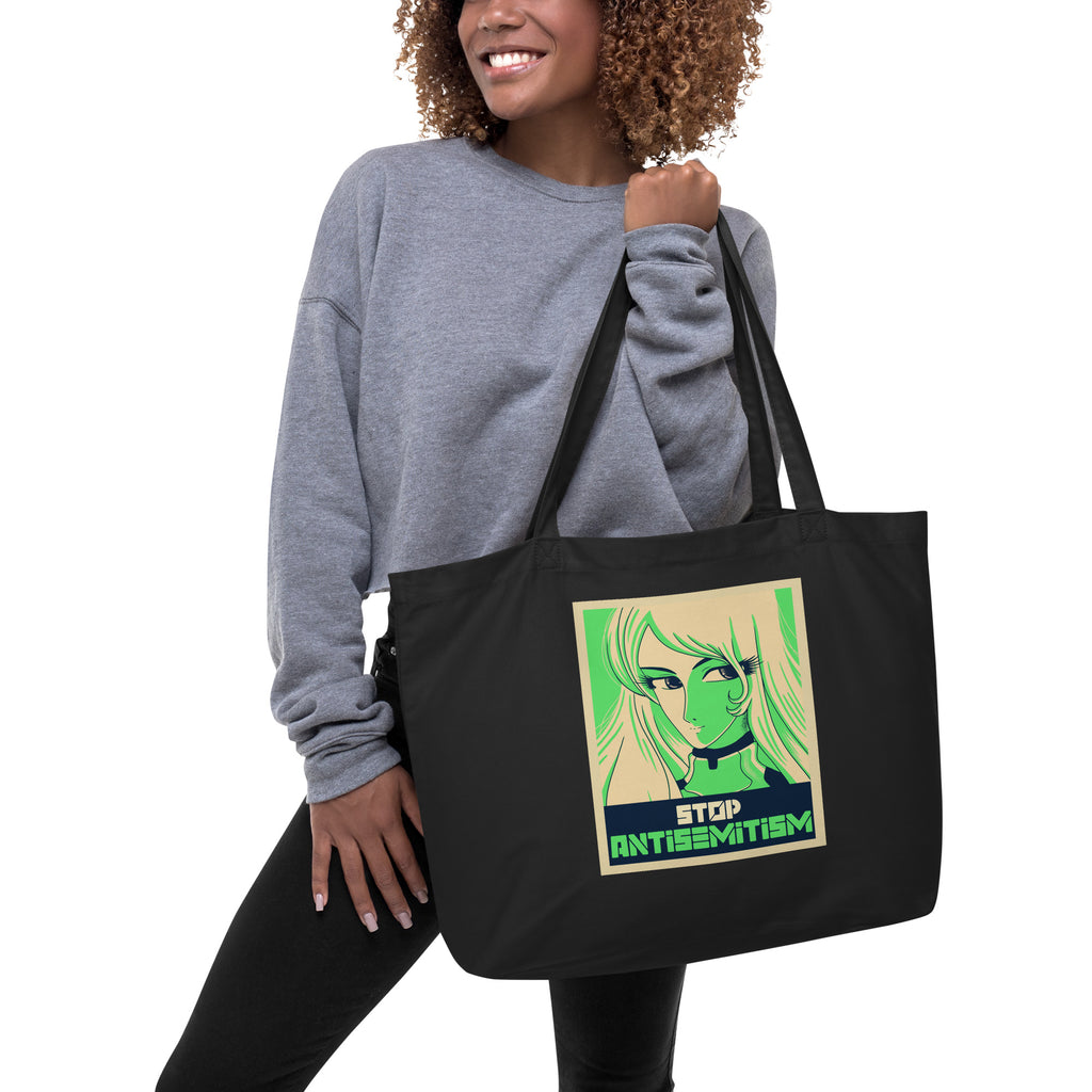 Anime Hero | Antisemitism | Large Organic Tote Bag Jouparty