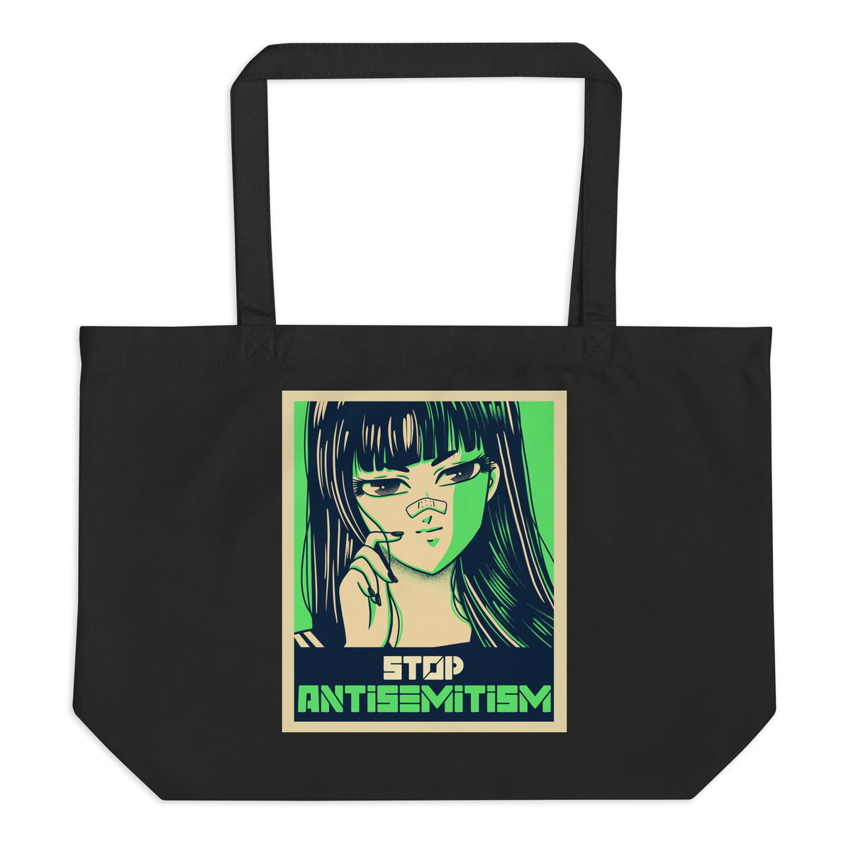 Anime Hero | Antisemitism | Large Organic Tote Bag Jouparty
