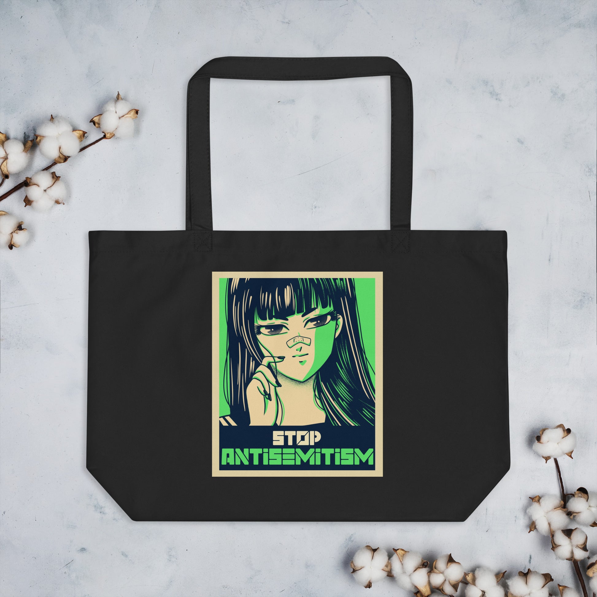 Anime Hero | Antisemitism | Large Organic Tote Bag Jouparty