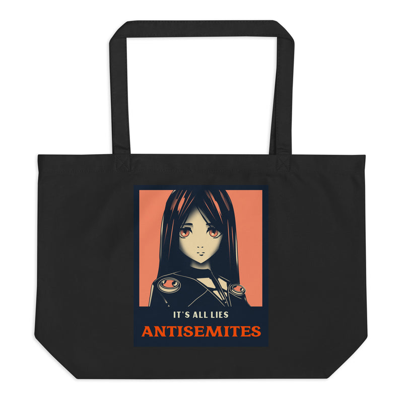 Anime Hero | Antisemitism | Large Organic Tote Bag