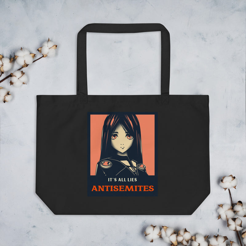 Anime Hero | Antisemitism | Large Organic Tote Bag