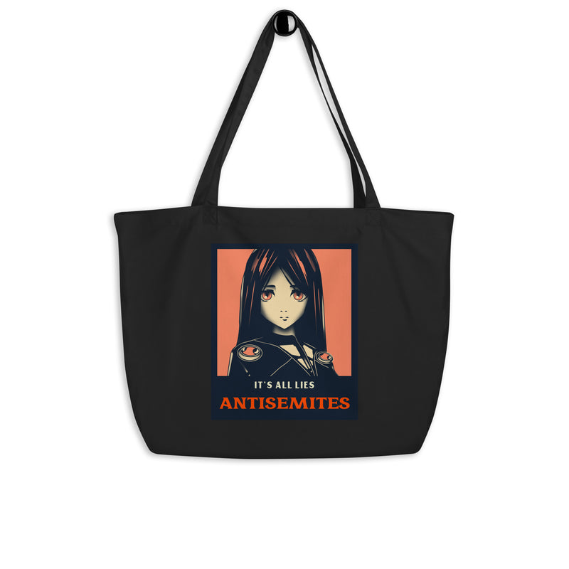 Anime Hero | Antisemitism | Large Organic Tote Bag