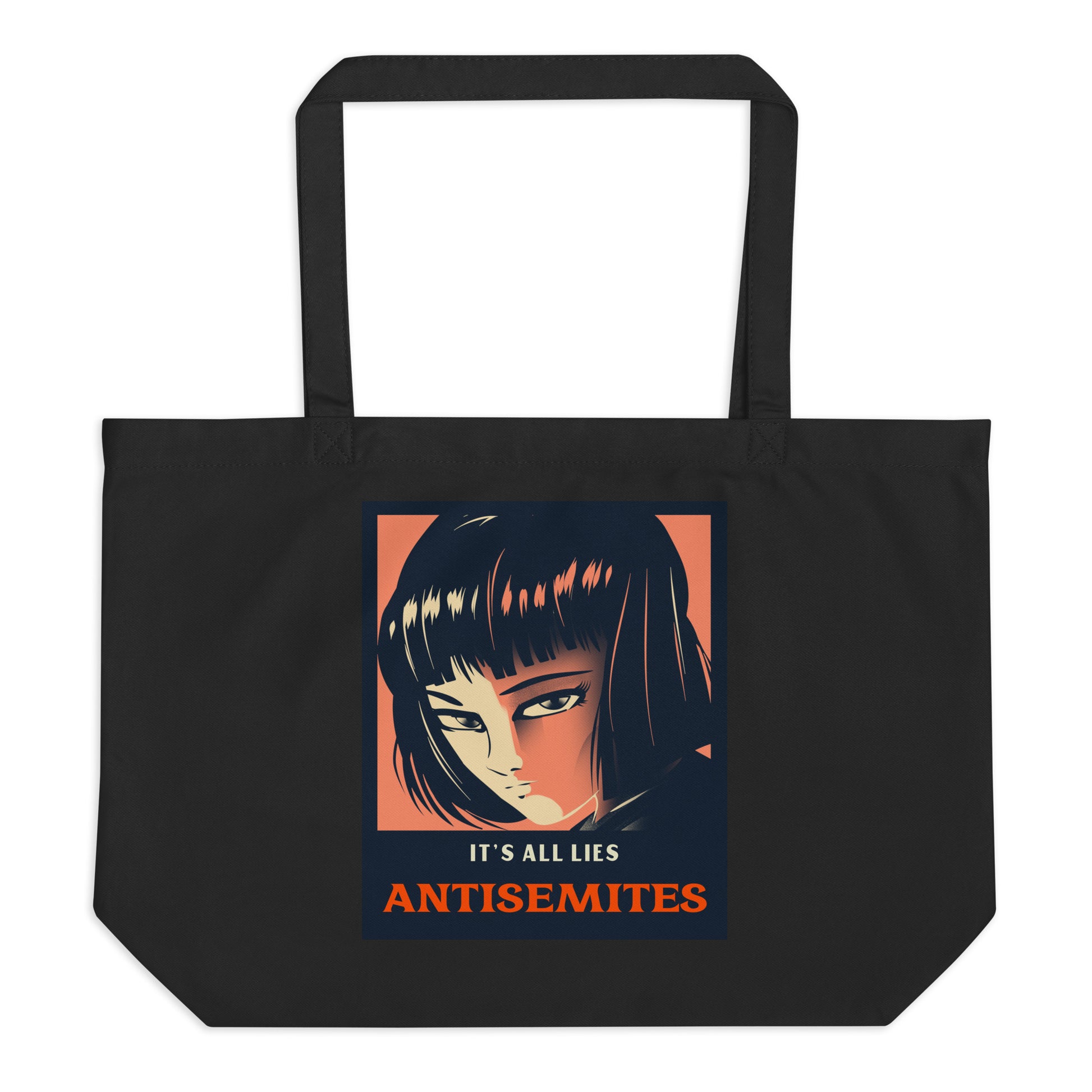 Anime Hero | Antisemitism | Large Organic Tote Bag Jouparty