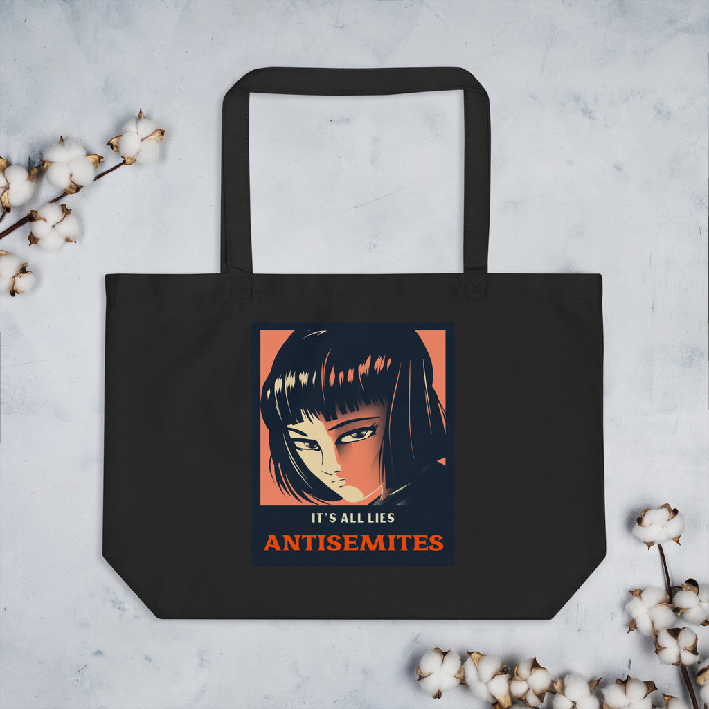 Anime Hero | Antisemitism | Large Organic Tote Bag Jouparty