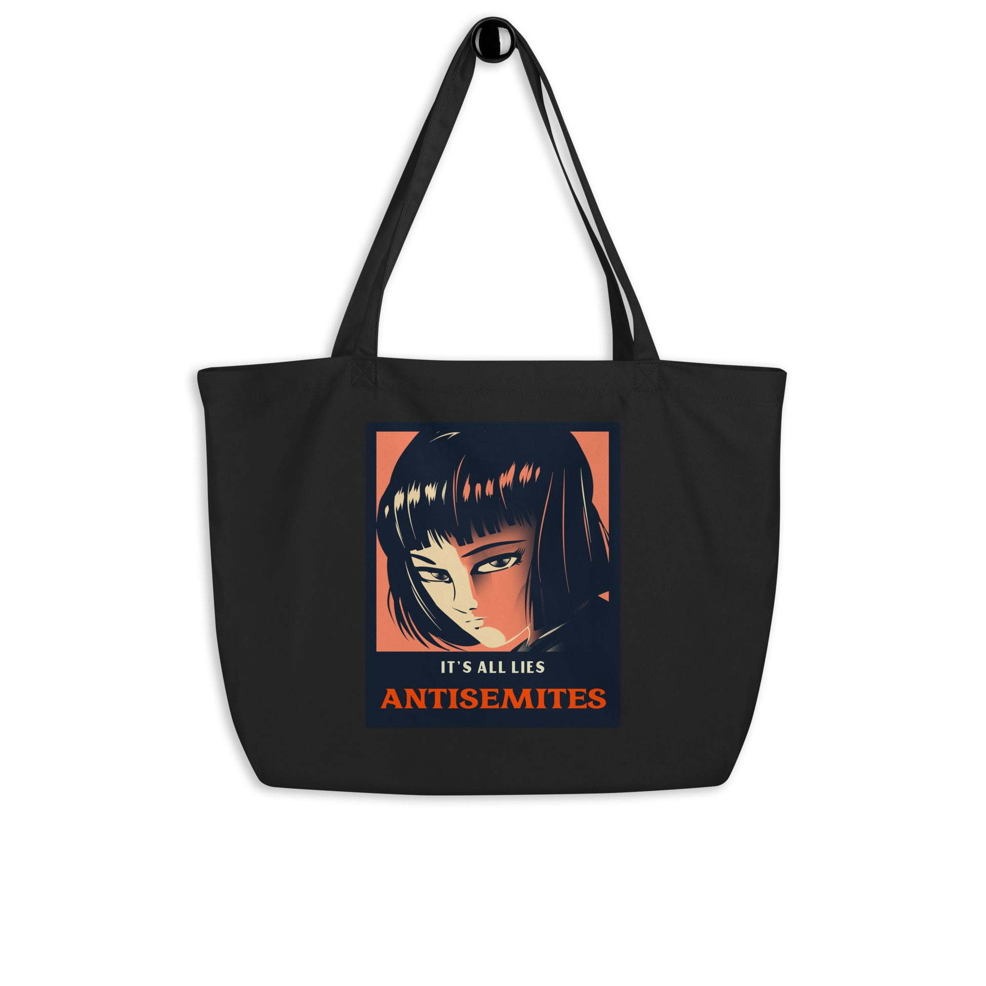 Anime Hero | Antisemitism | Large Organic Tote Bag Jouparty
