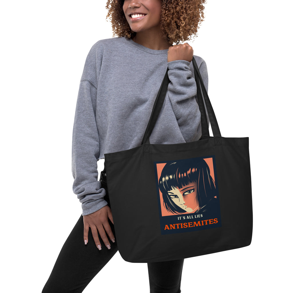 Anime Hero | Antisemitism | Large Organic Tote Bag Jouparty